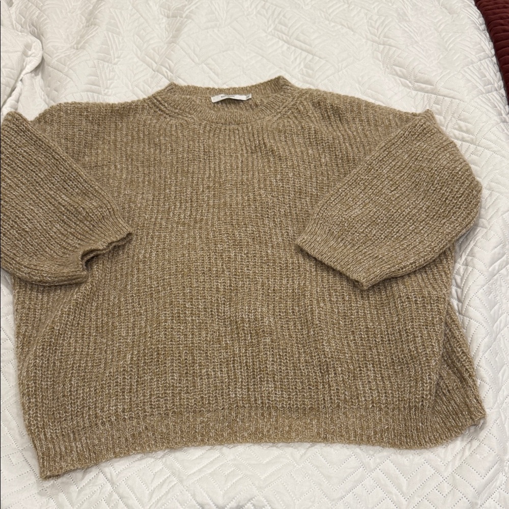 Summum Cozy Tan Knit Oversized Sweater